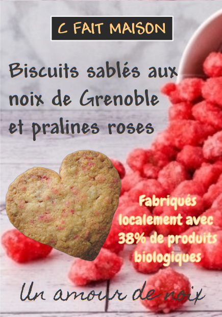 Achat en ligne de biscuits sabls aux noix de Grenoble et pralines roses - C Fait Maison